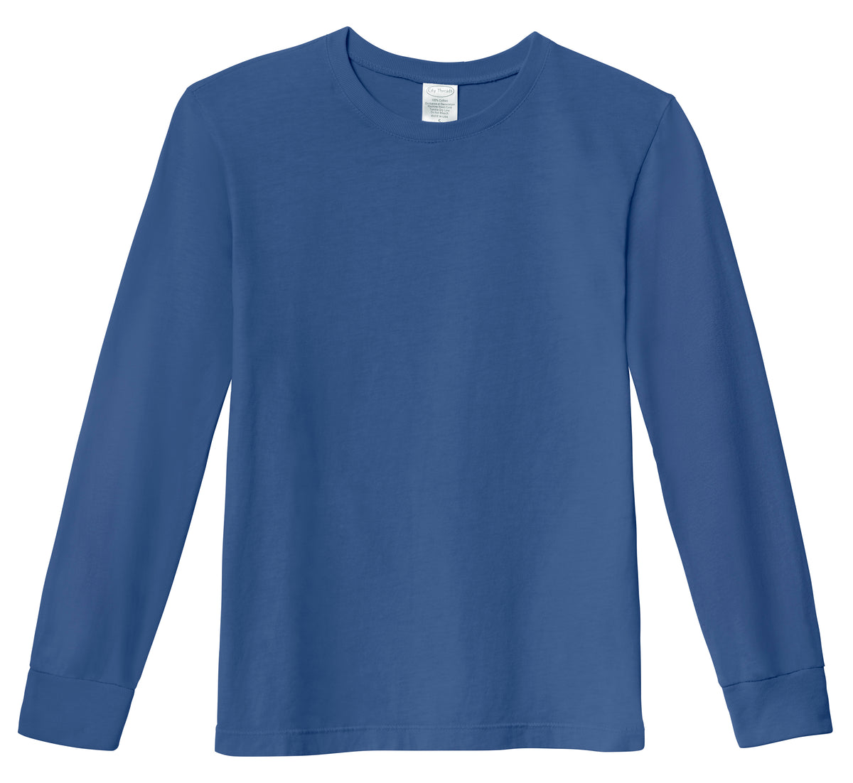 Boys Soft 100% Cotton Medium-Weight Long Sleeve Tee With Cuffs| Smurf