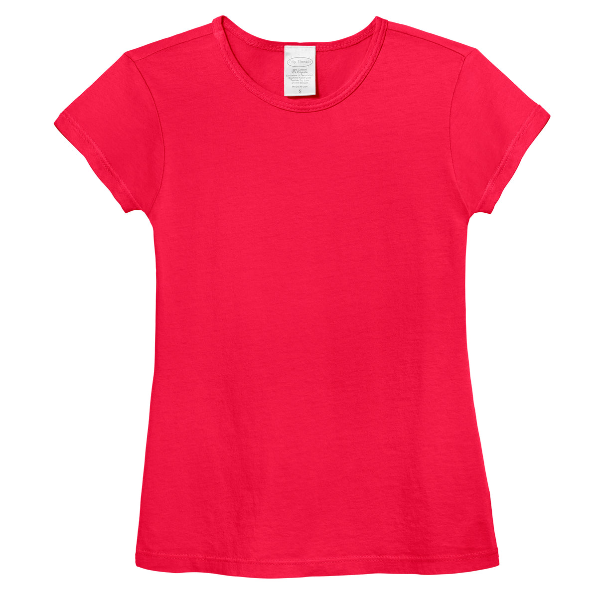 Girls Soft Organic Cotton Jersey Cap Sleeve Crew Tee | Candy Apple