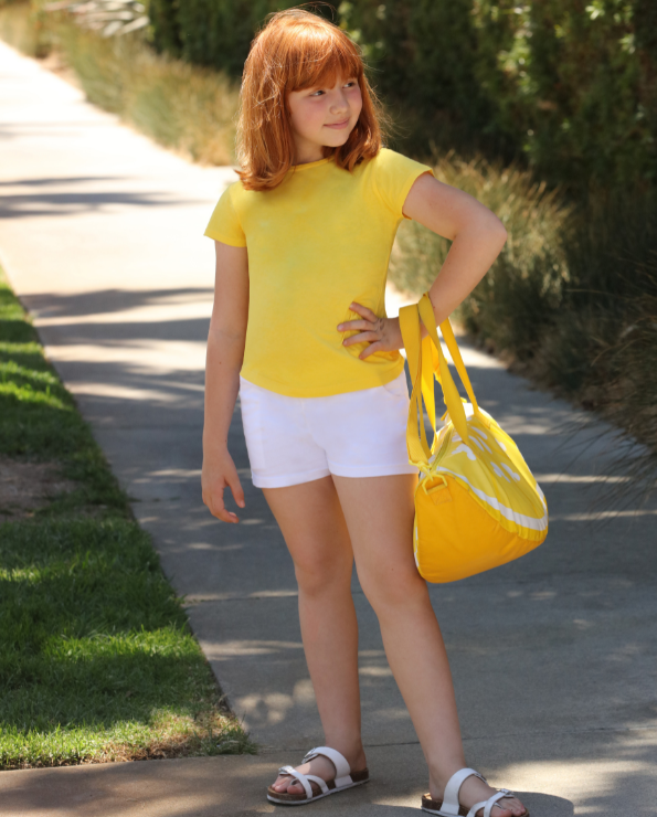 Girls Soft Cotton Jersey Cap Sleeve Crew Tee | Candy Apple