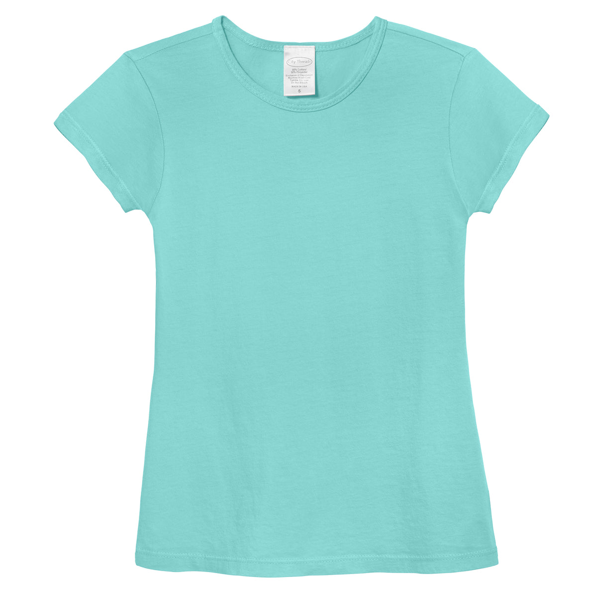 Girls Soft Organic Cotton Jersey Cap Sleeve Crew Tee | Wave