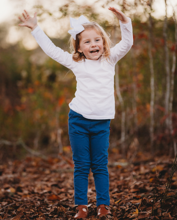 Girls Soft Cotton Jersey Long Sleeve Tee | White