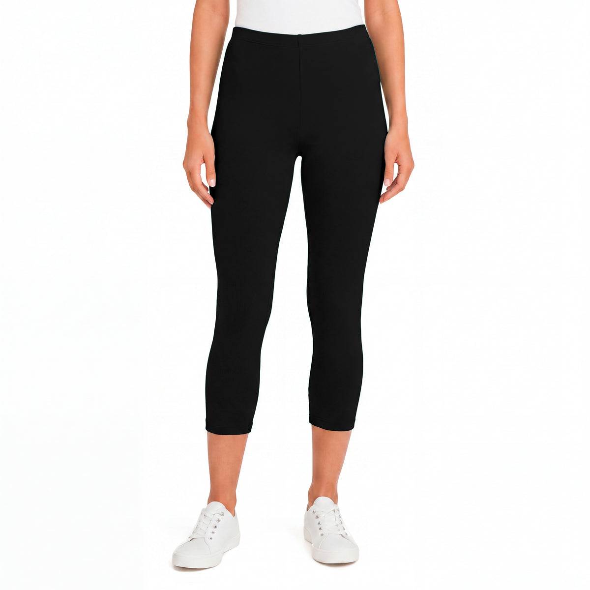 Women's 100% Cotton Soft Capri Leggings | Black