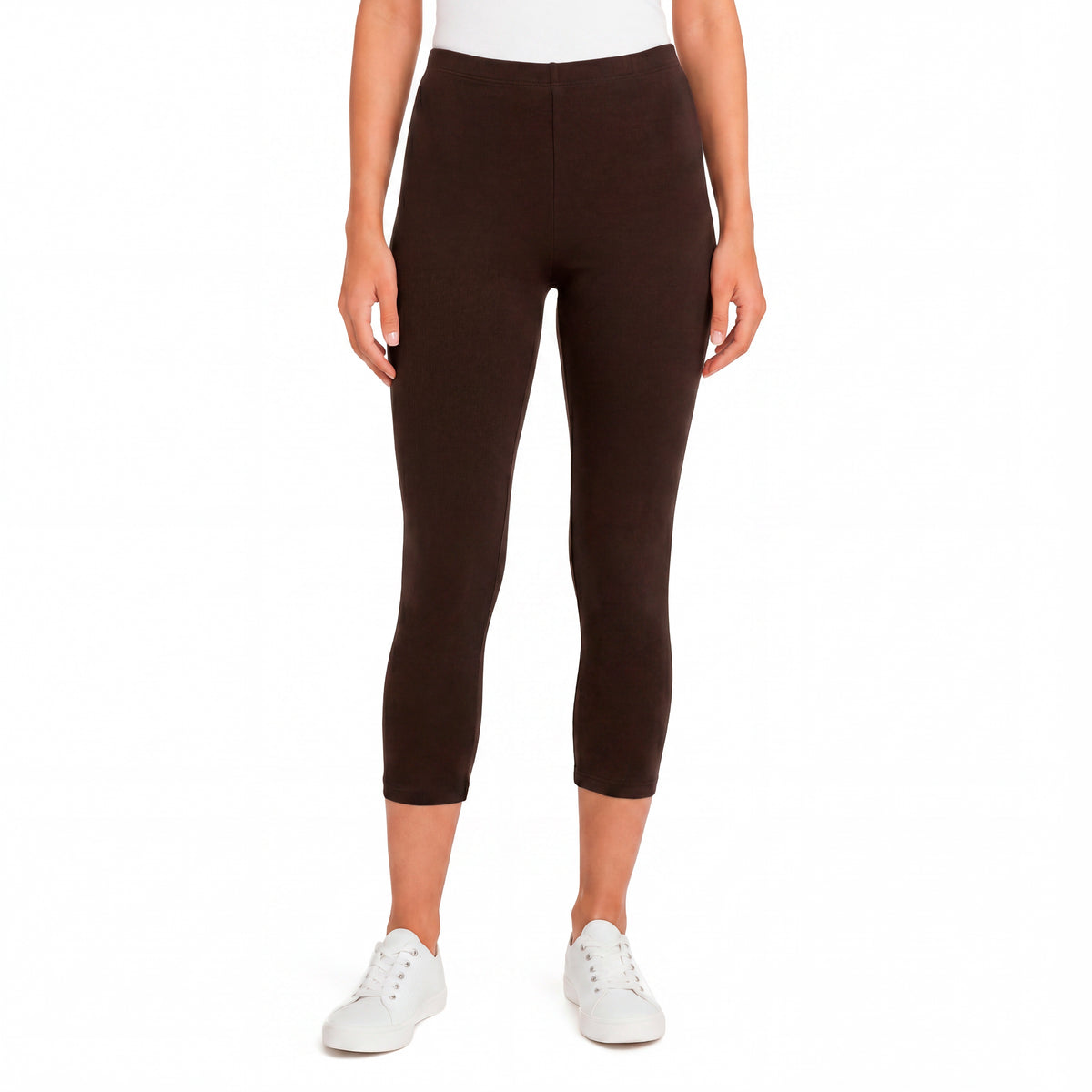 Women's 100% Cotton Soft Capri Leggings | Chocolate