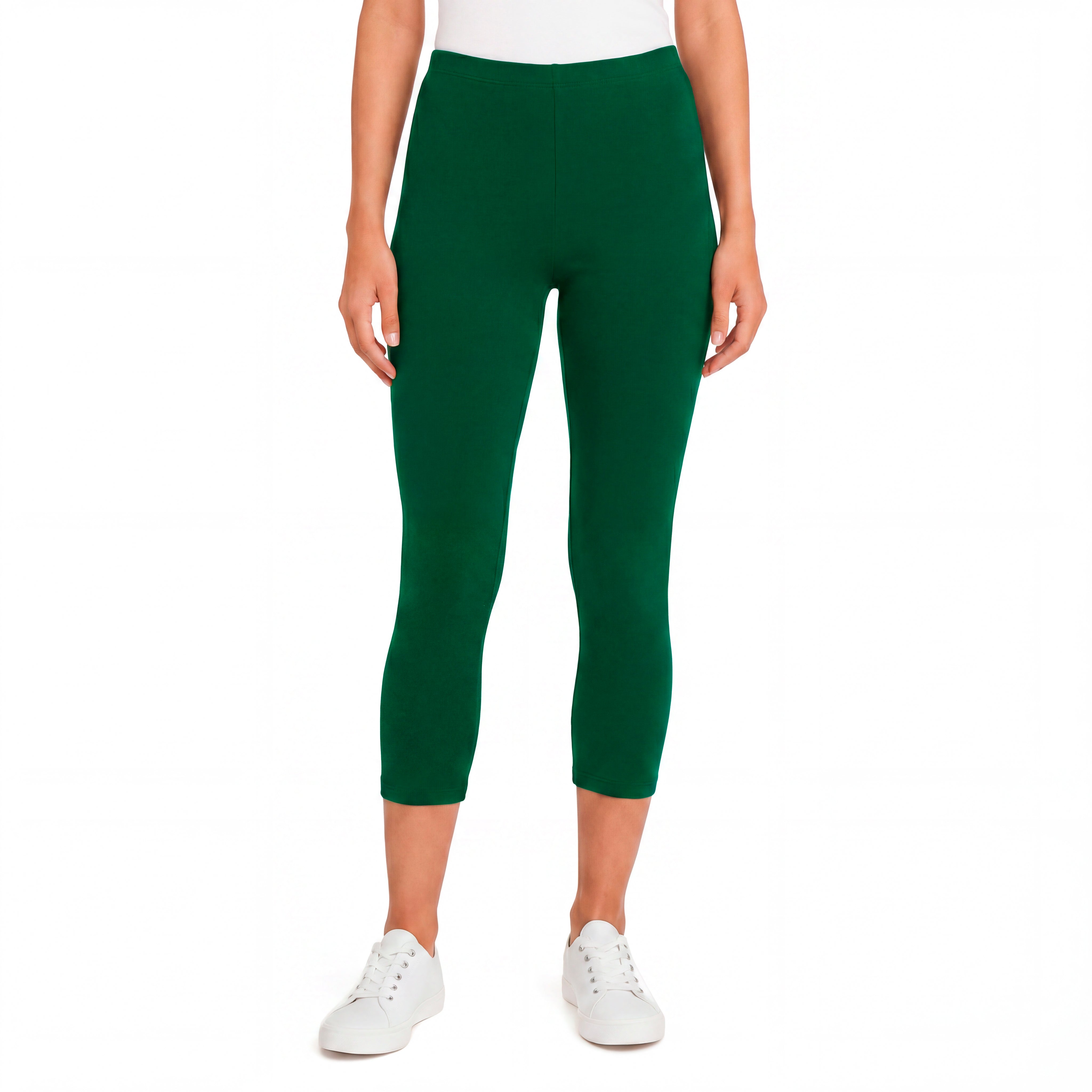 Women's 100% Cotton Soft Capri Leggings | Forest Green - City