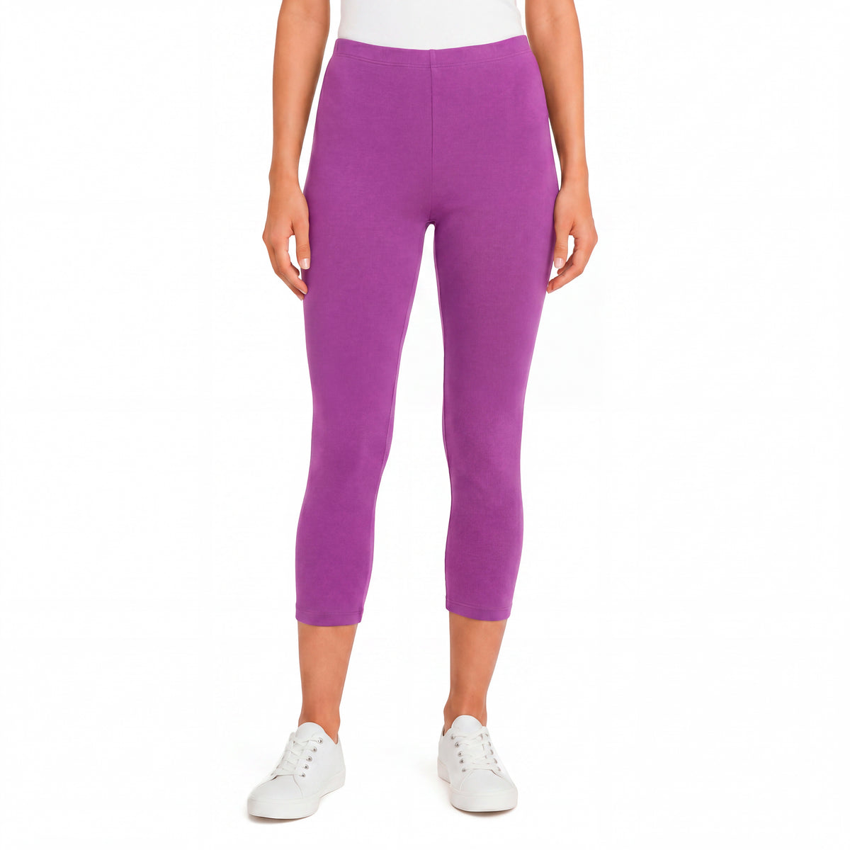 Women's 100% Cotton Soft Capri Leggings | Plum