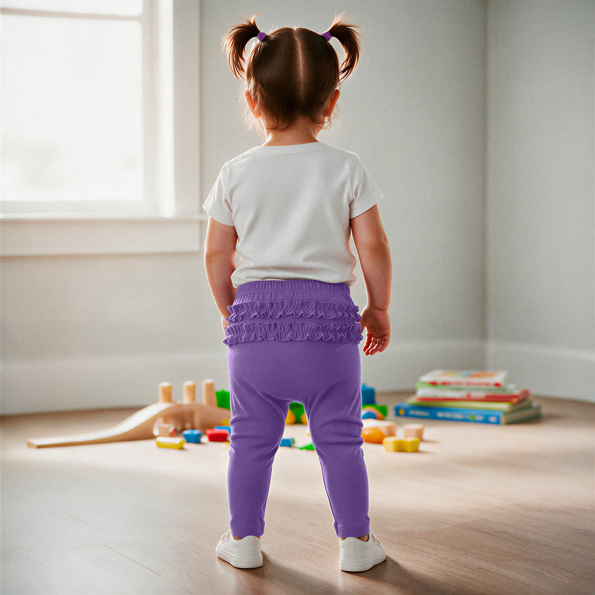Baby Ruffle Butt Soft 100% Cotton Leggings | Deep Purple