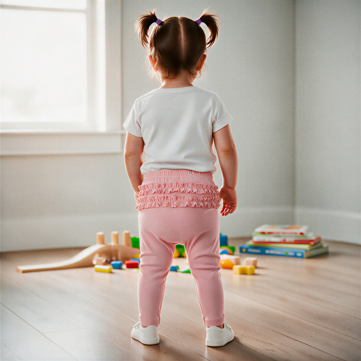 Baby Ruffle Butt Soft 100% Cotton Leggings | Pink