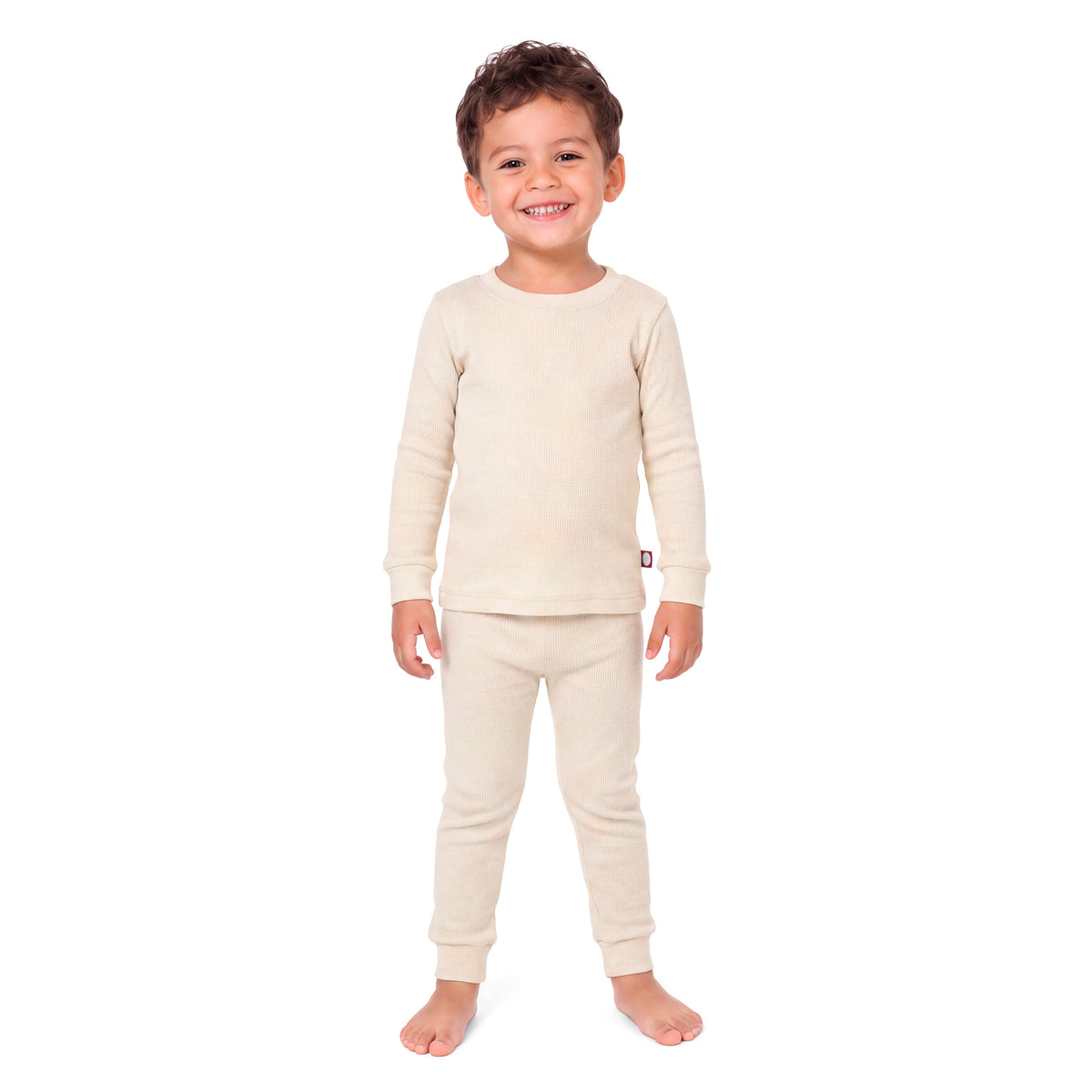 Boys and Girls Soft 100% Organic Cotton Snug Fit Pajama Sets   | Oatmeal