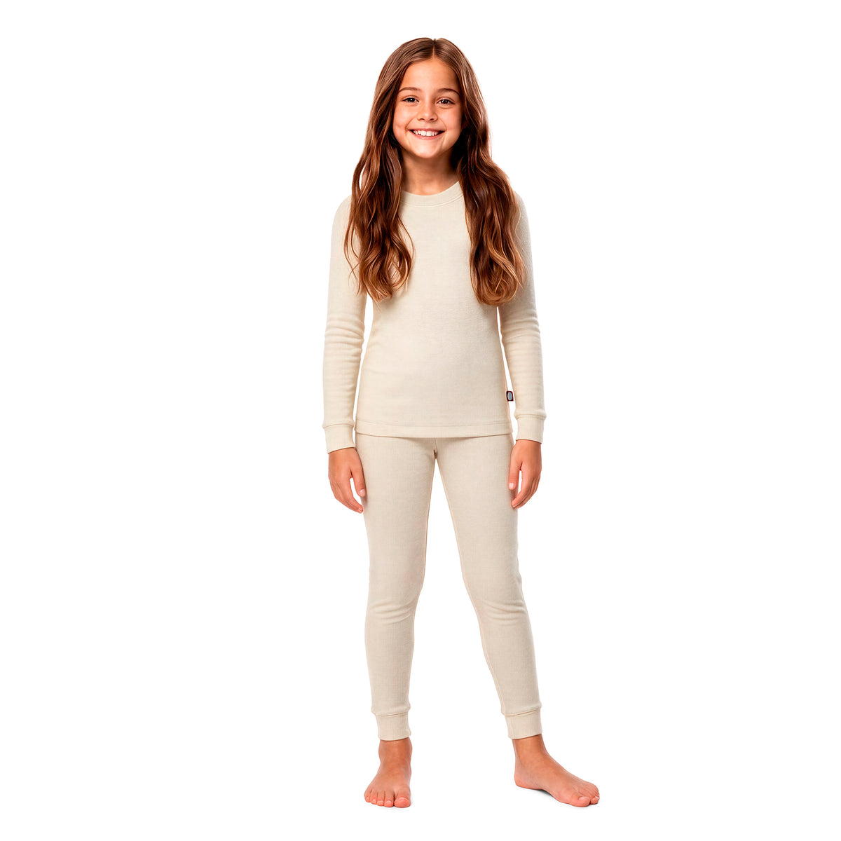 Boys and Girls Soft 100% Organic Cotton Snug Fit Pajama Sets   | Oatmeal