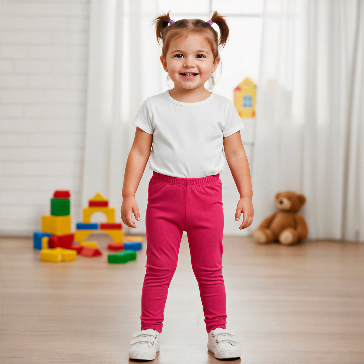 Baby Ruffle Butt Soft 100% Cotton Leggings | Hot Pink