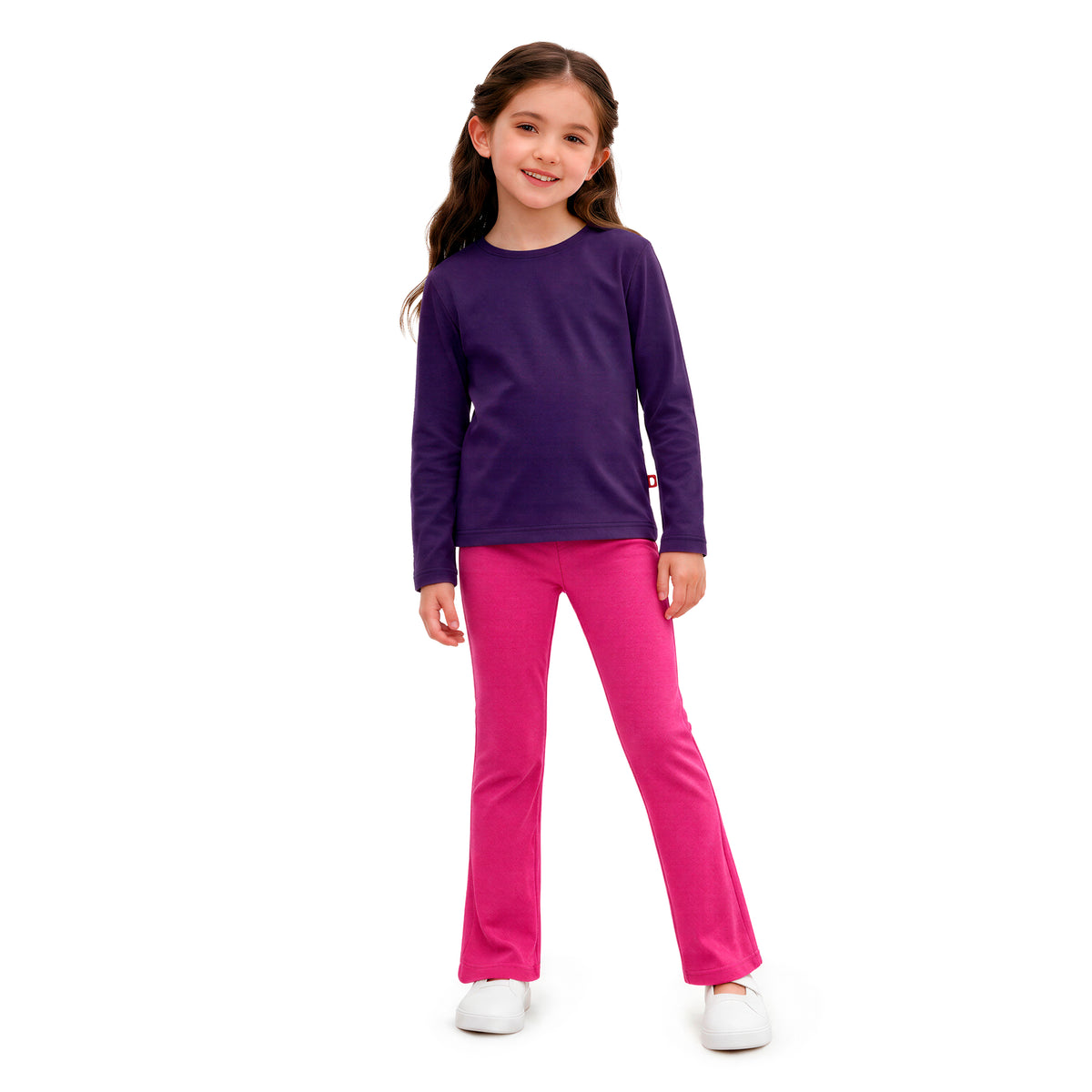 Girls Soft 100% Cotton Flare Boot-Cut Leggings | Hot Pink