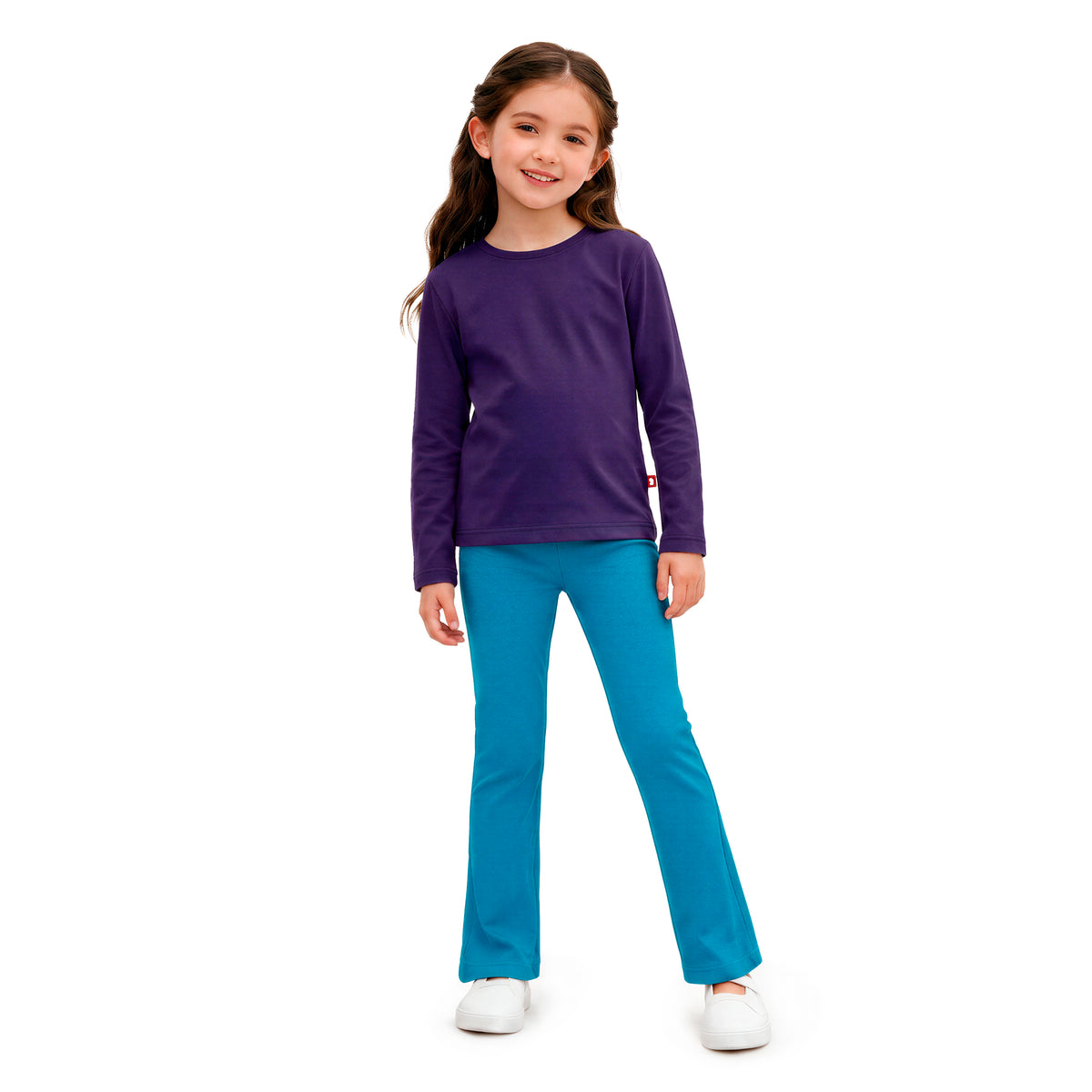 Girls Soft 100% Cotton Flare Boot-Cut Leggings | Turquoise