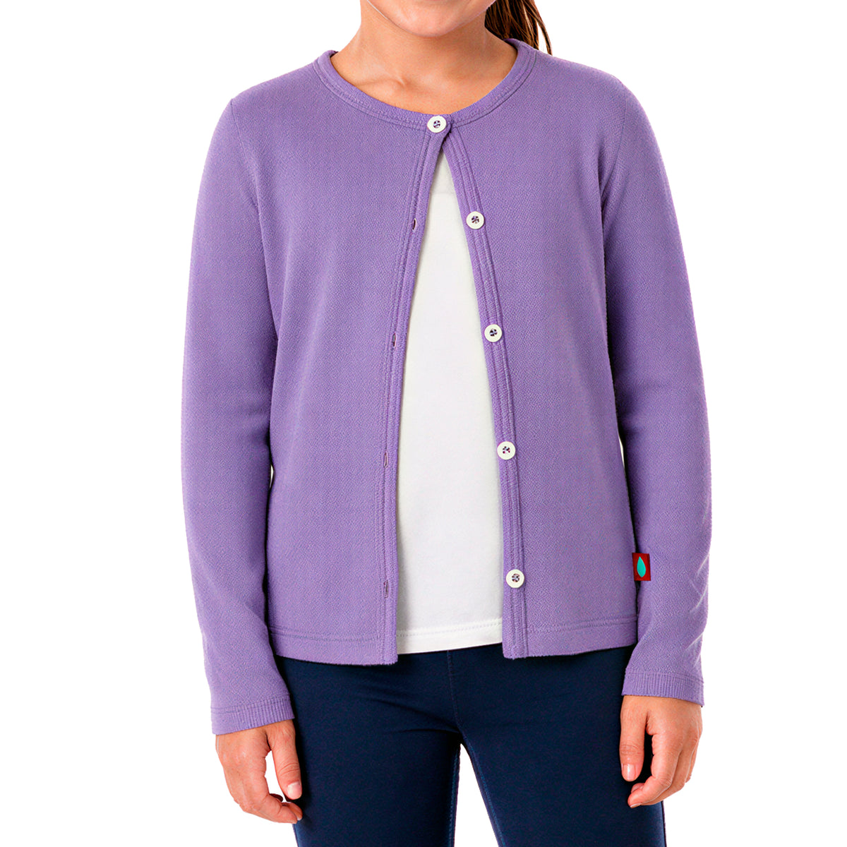 Girls Soft 100% Cotton Button-Down Cardigan | Deep Purple