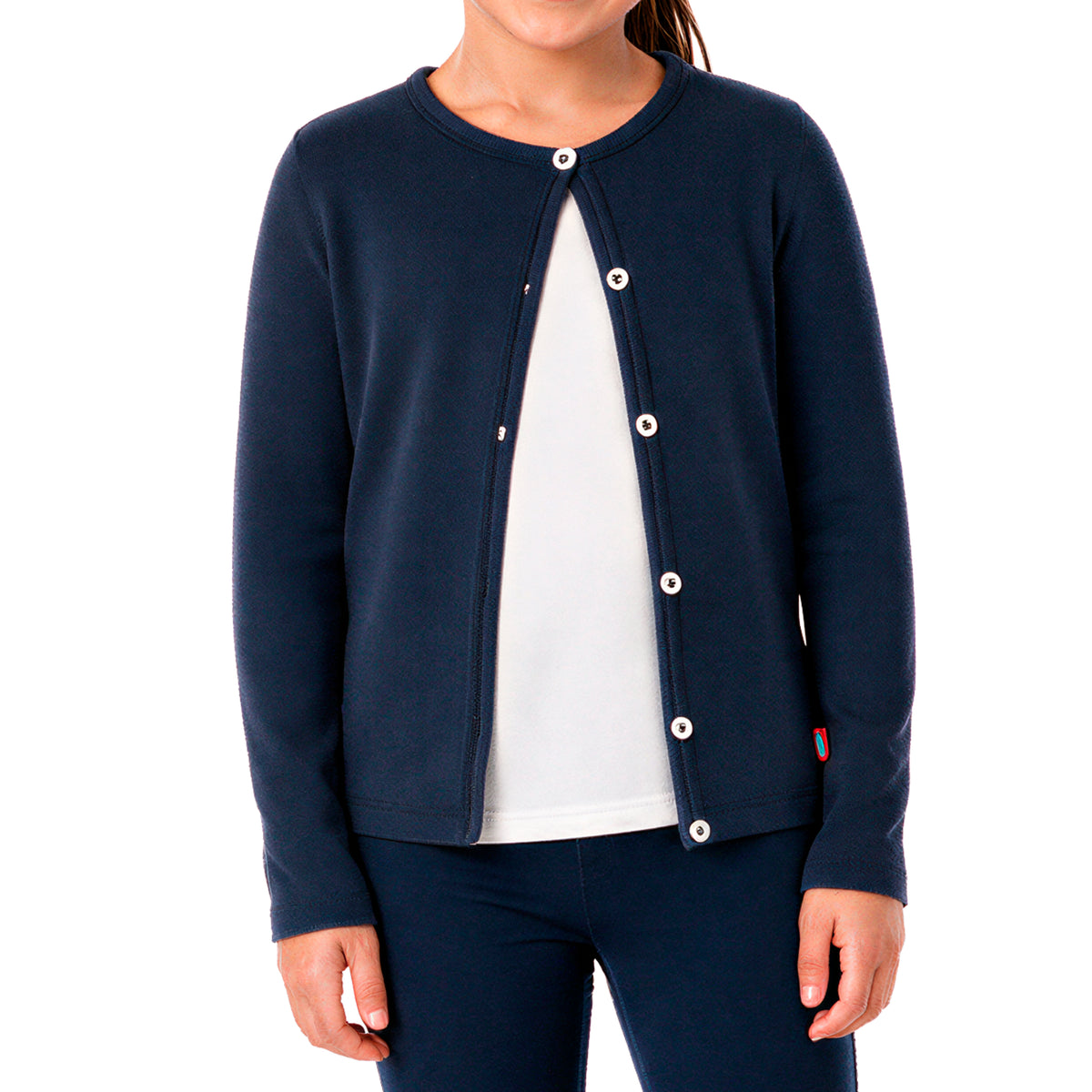 Girls Soft 100% Cotton Button-Down Cardigan | Navy