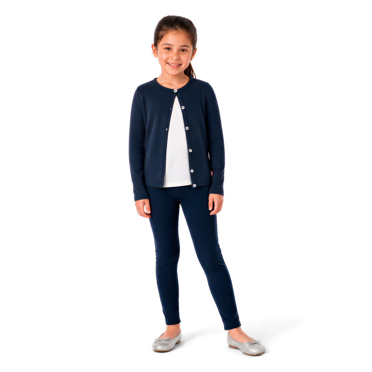 Girls Soft 100% Cotton Button-Down Cardigan | Navy