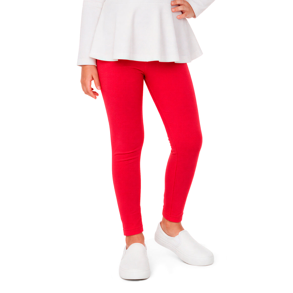 Girls Soft 100% Cotton Solid Colored Leggings | Candy Apple