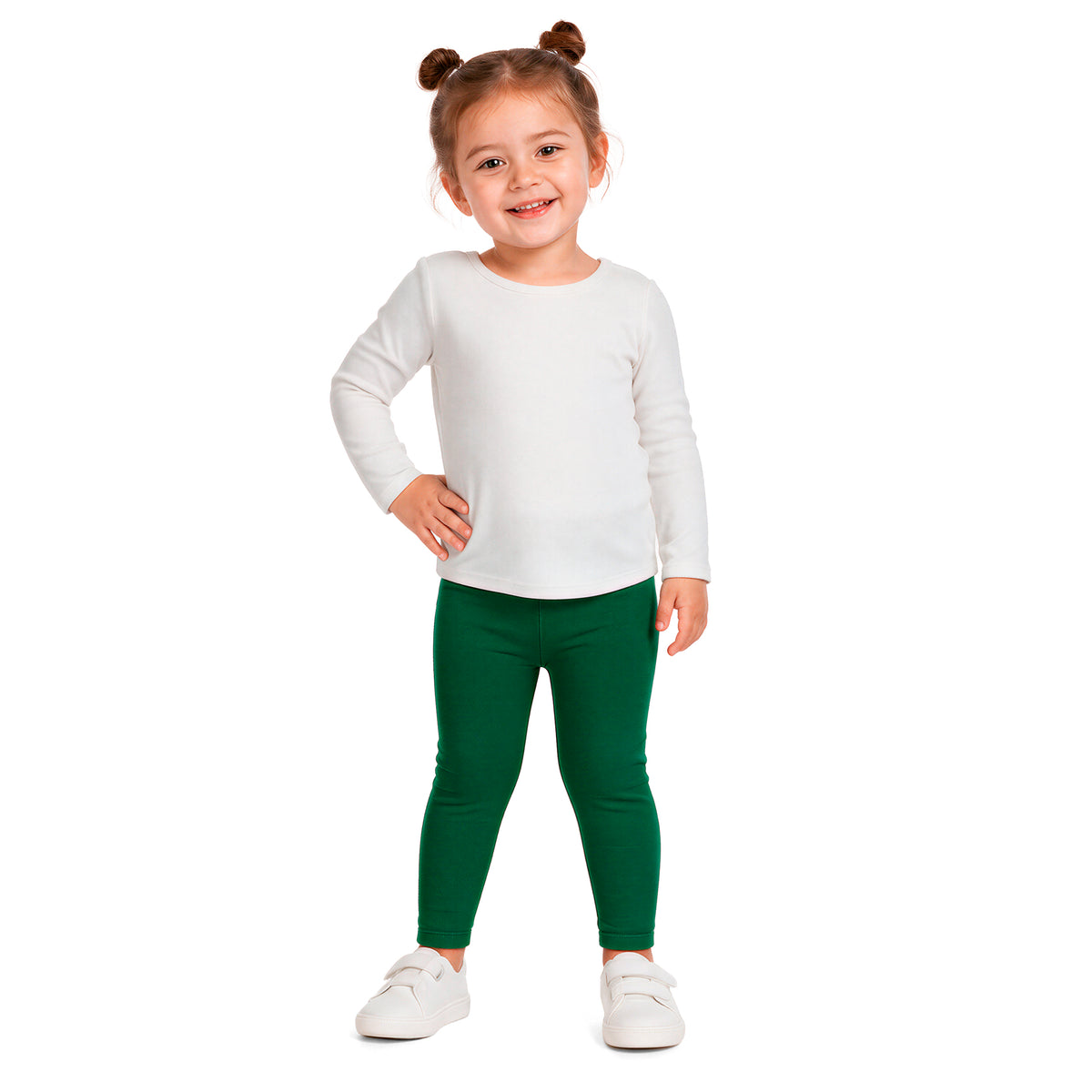 Girls Soft 100% Cotton Solid Colored Leggings | Forest Green