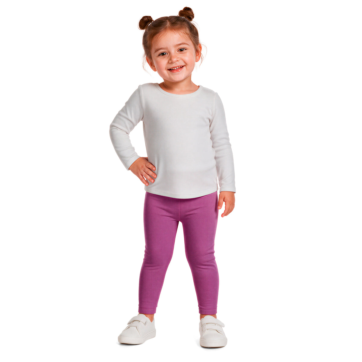 Girls Soft 100% Cotton Solid Colored Leggings | Plum