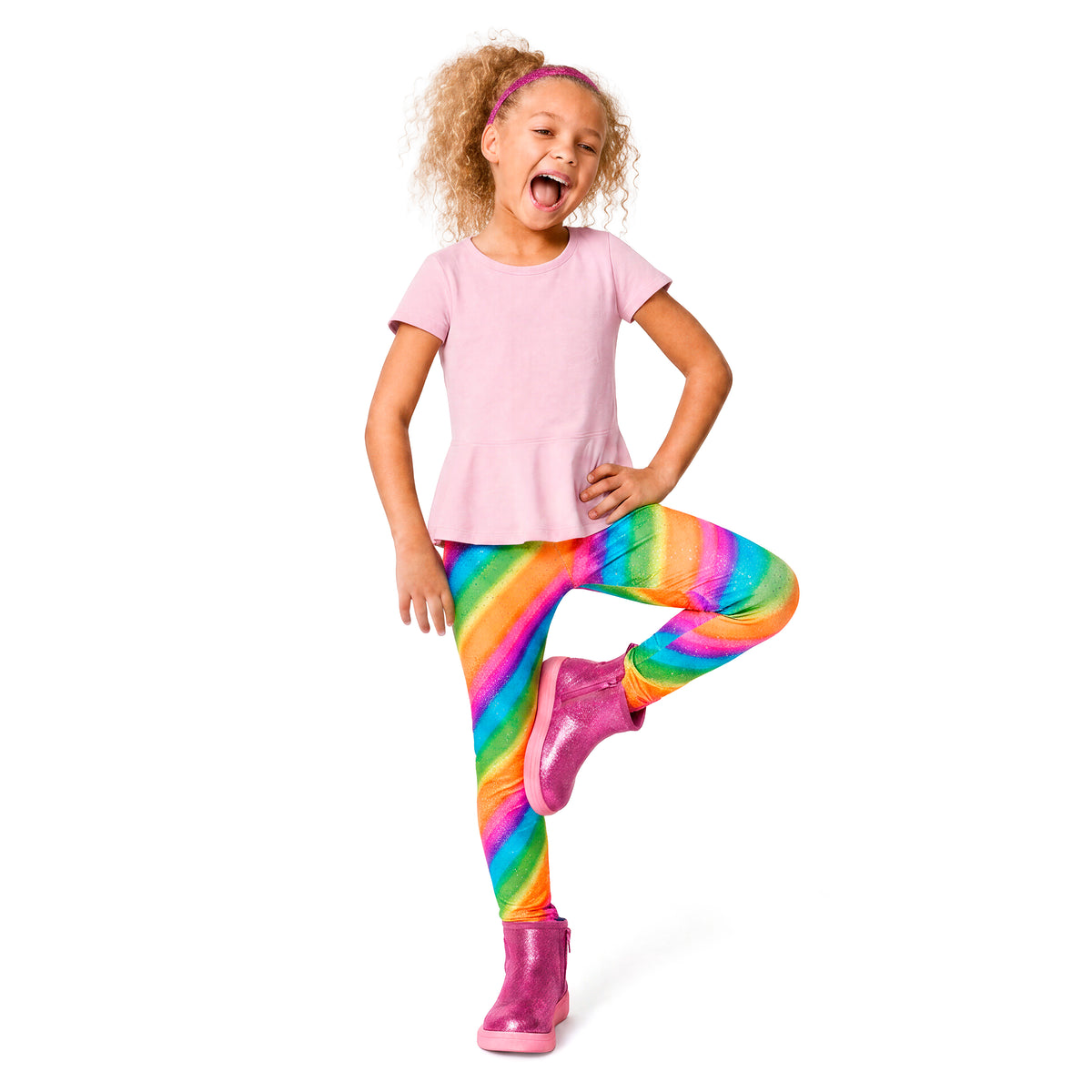 Girls Novelty Stretch Leggings  | Rainbow Sparkle