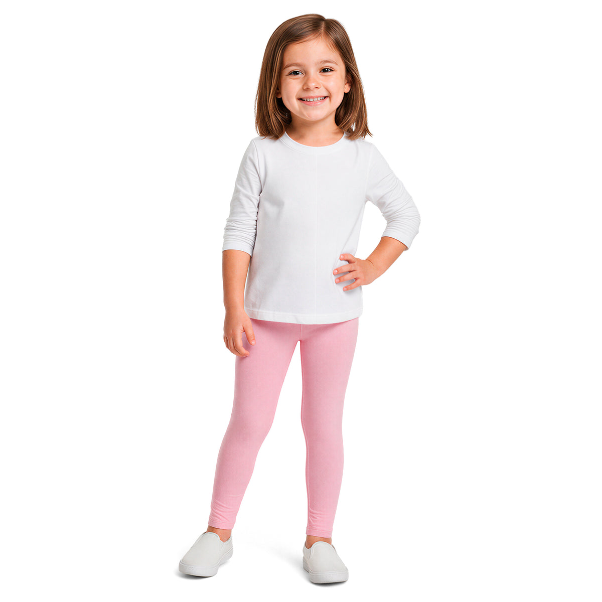 Girls Soft 100% Organic Cotton Leggings | Bright Light Pink