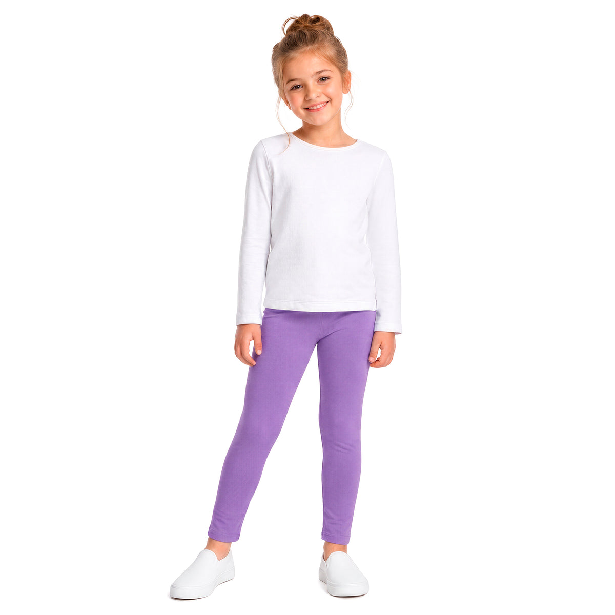 Girls Soft 100% Organic Cotton Leggings | Deep Purple