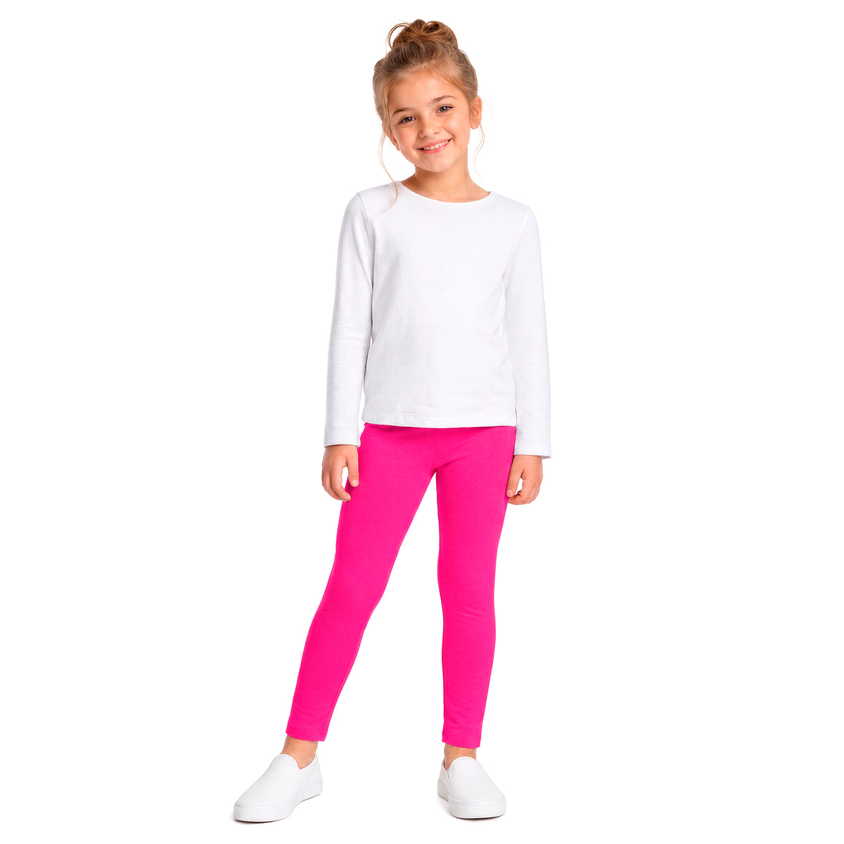 Girls Soft 100% Organic Cotton Leggings | Hot Pink