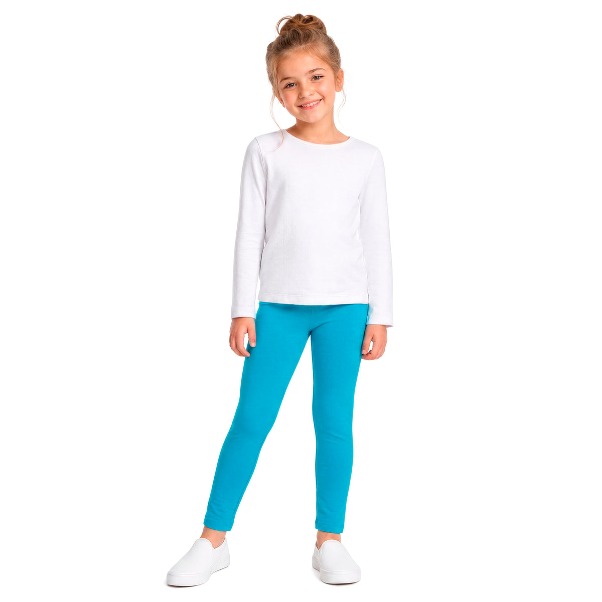 Girls Soft 100% Organic Cotton Leggings | Turquoise