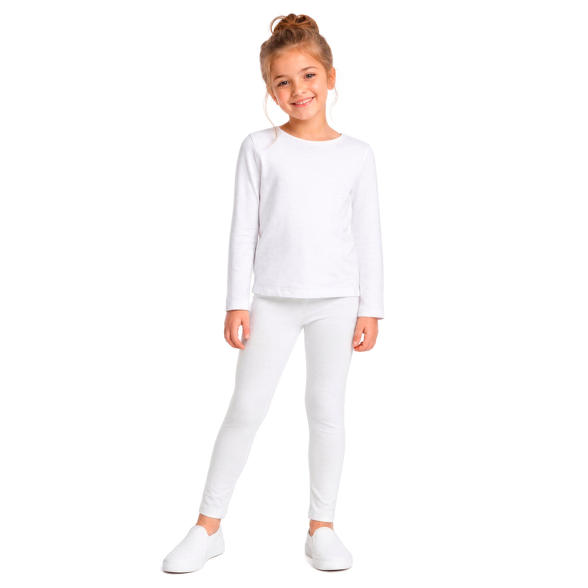 Girls Soft 100% Organic Cotton Leggings | White
