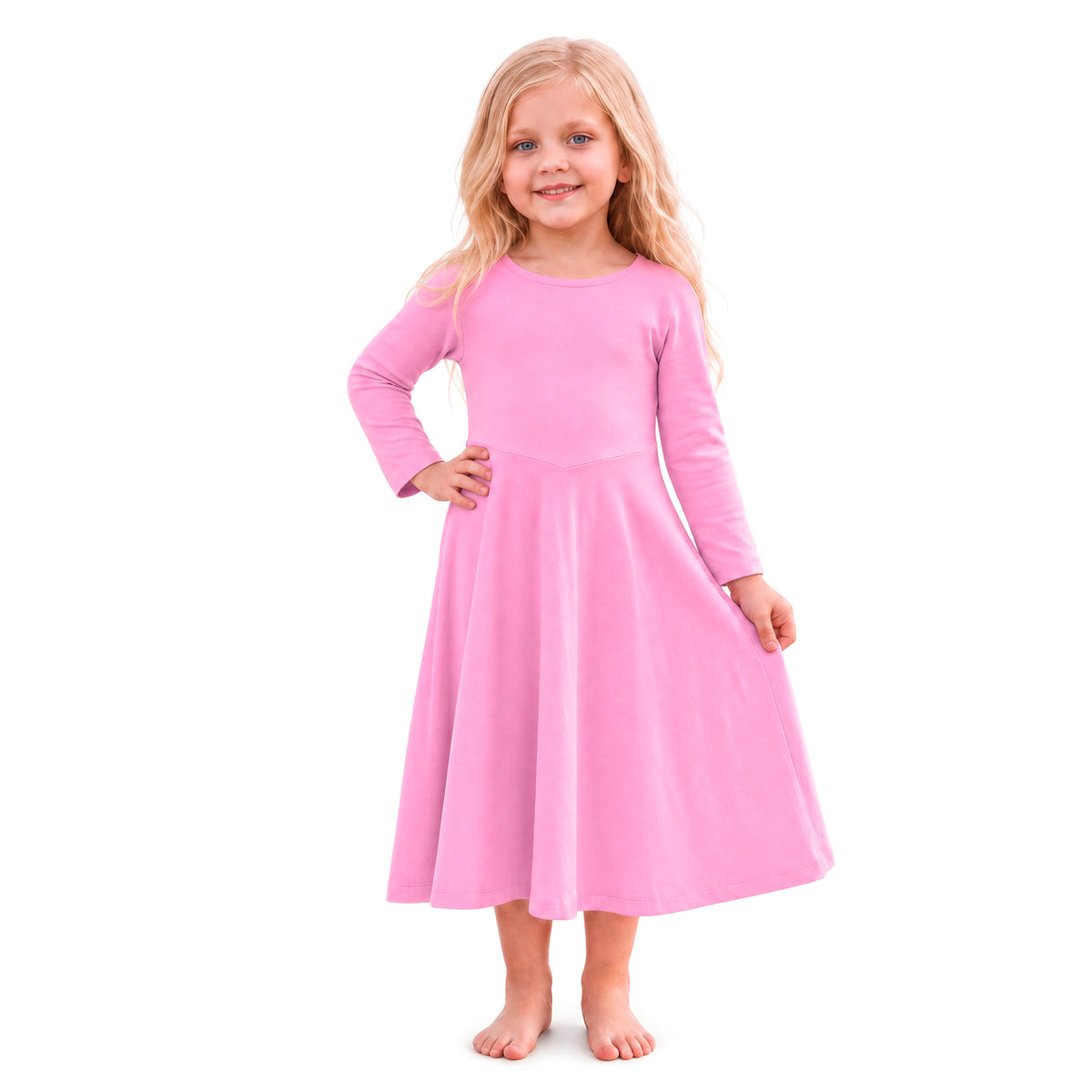 Girls Soft 100% Cotton Princess & Concert Dress | Medium Pink