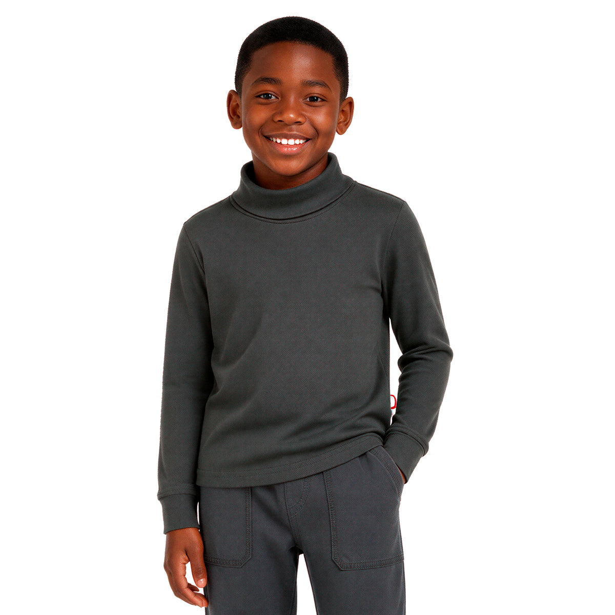 Boys and Girls Soft 100% Cotton Turtleneck  | Charcoal