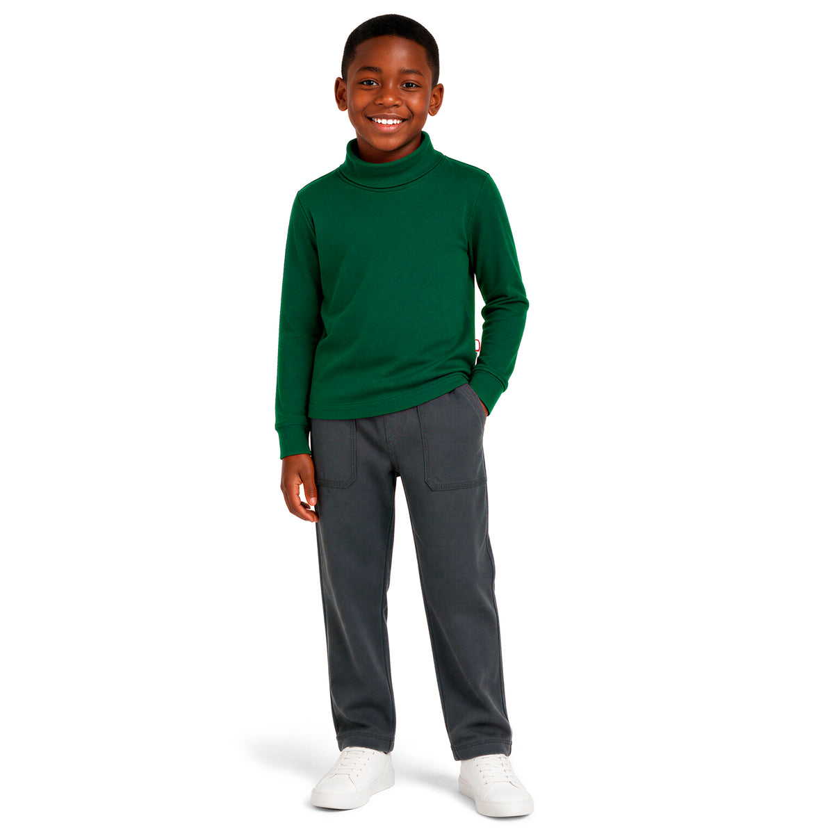 Boys and Girls Soft 100% Cotton Turtleneck  | Forest Green