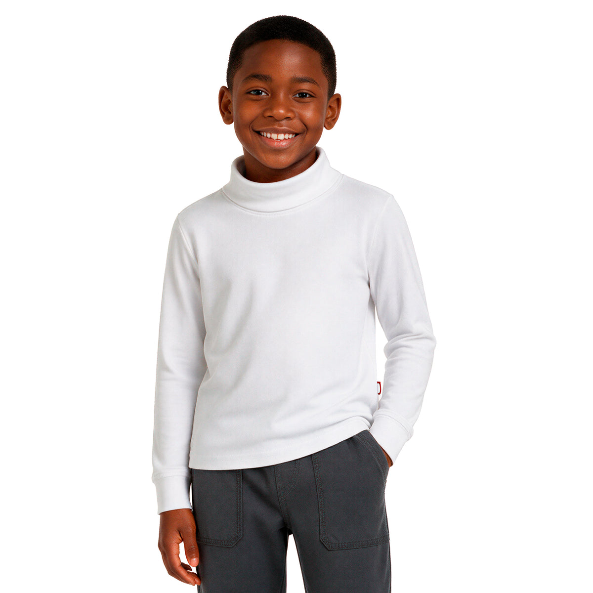 Boys and Girls Soft 100% Cotton Turtleneck  | White