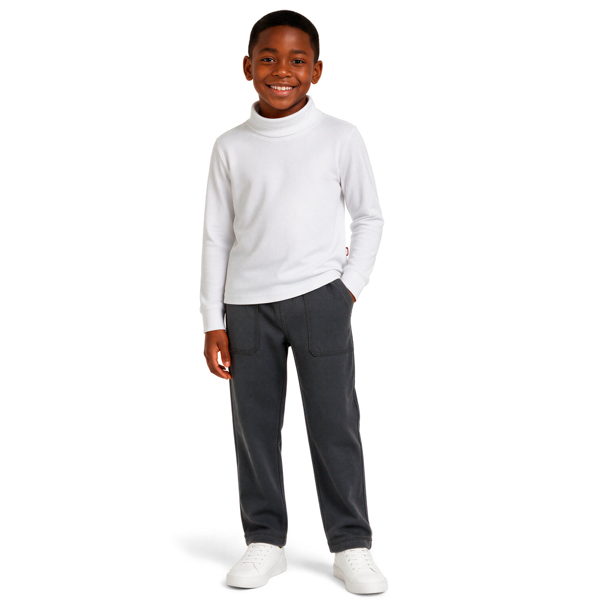 Boys and Girls Soft 100% Cotton Turtleneck  | White