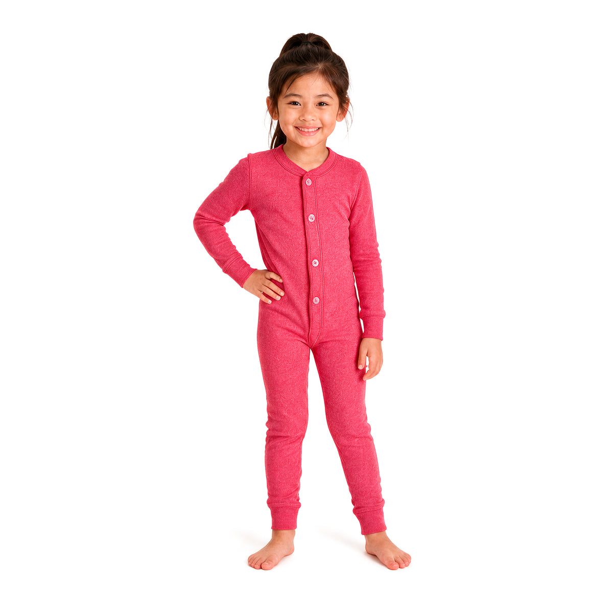 Boys and Girls Soft & Cozy Thermal One Piece Union Suit Cotton/Poly Blend | Red