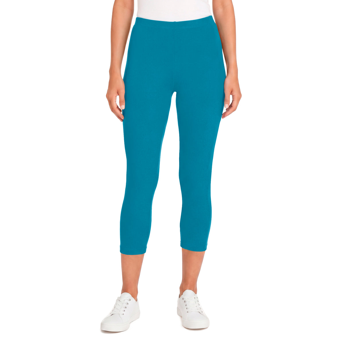 Women's 100% Cotton Soft Capri Leggings | Teal