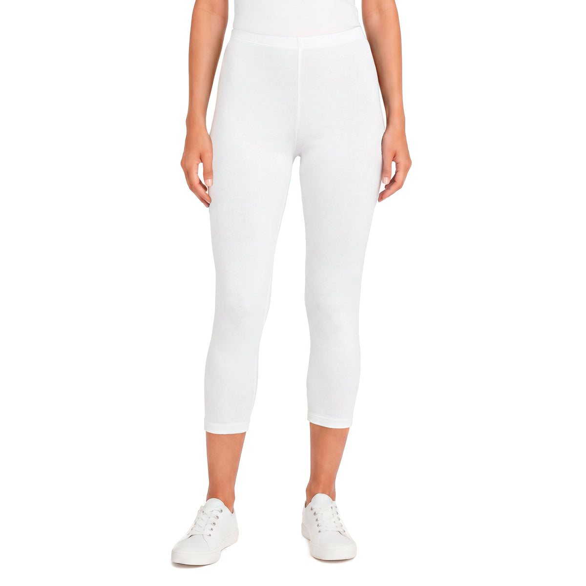Women's 100% Cotton Soft Capri Leggings | White