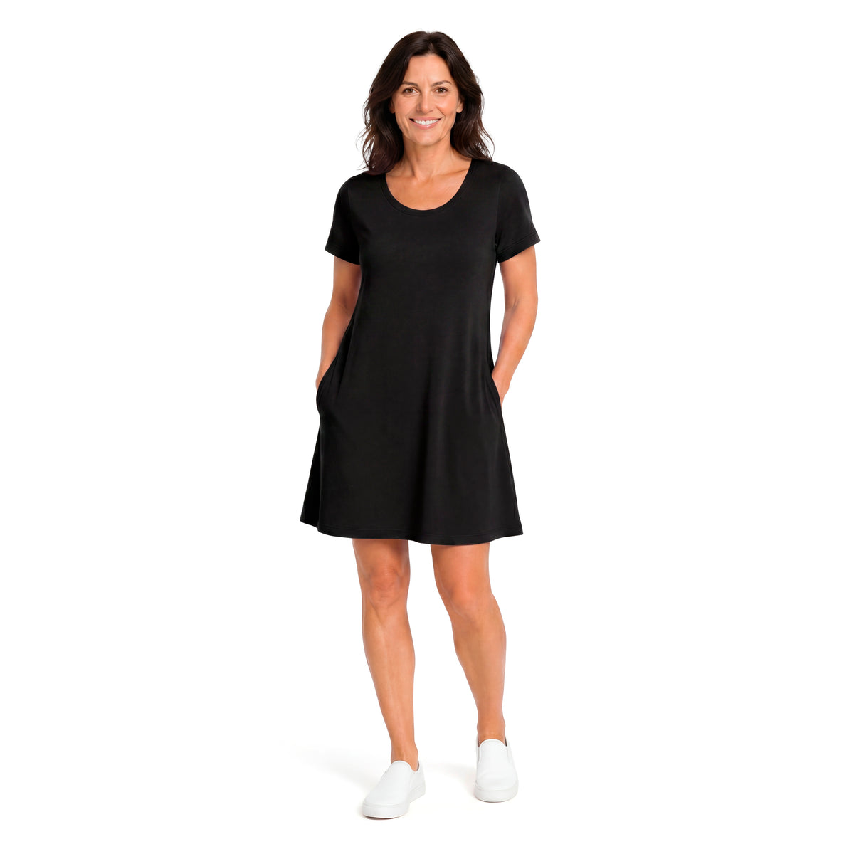 Women's Soft Supima Cotton Easy Cover-Up T-Shirt Pocket Dress | Black