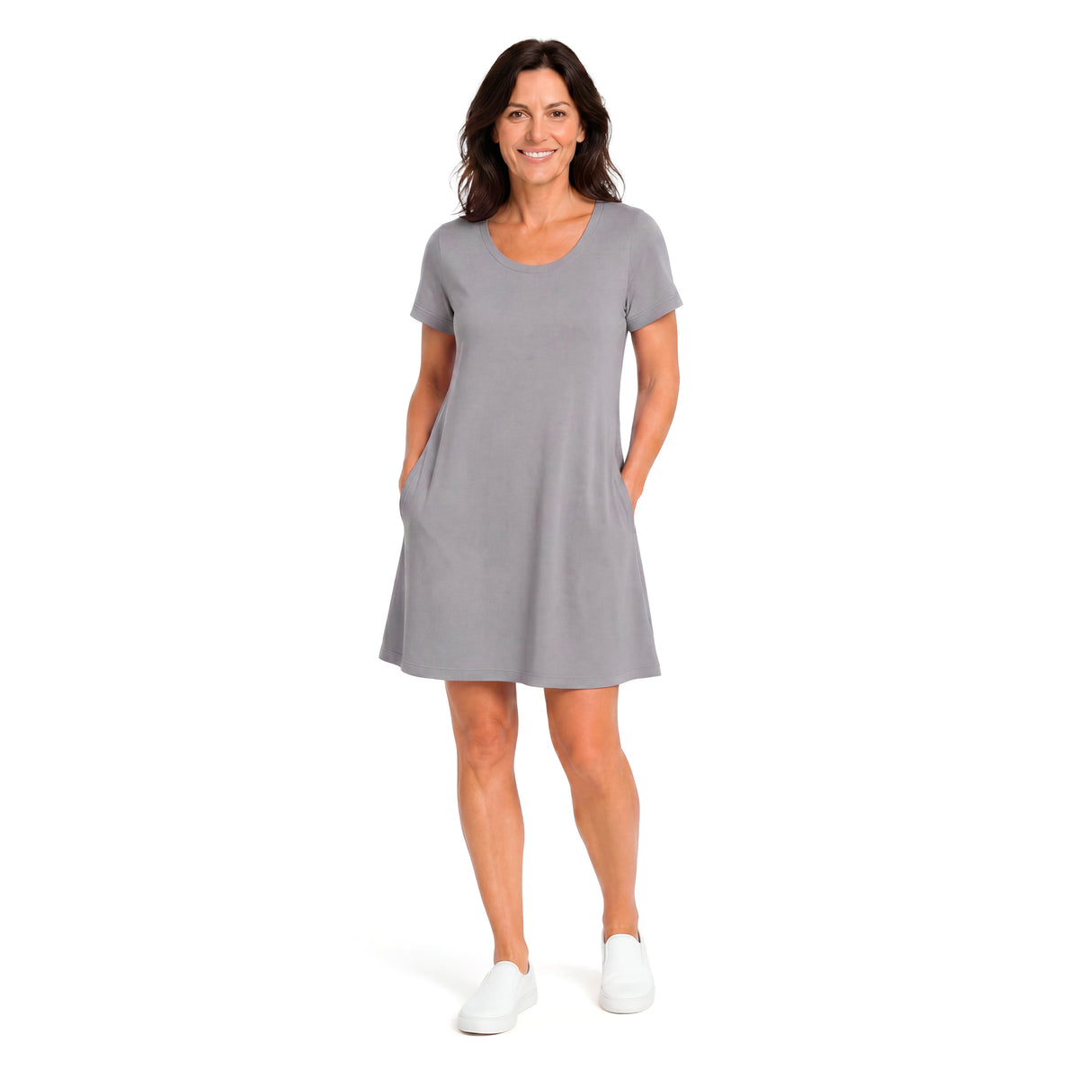 Women's Soft Supima 100% Cotton Easy Cover-Up T-Shirt Pocket Dress | Road