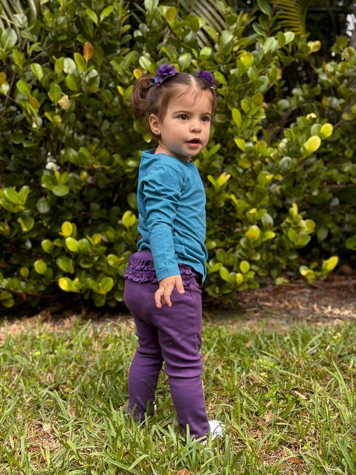 Baby Ruffle Butt Soft Cotton Leggings | Purple