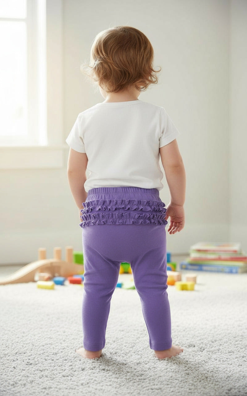 Baby Ruffle Butt Soft Cotton Leggings | Deep Purple