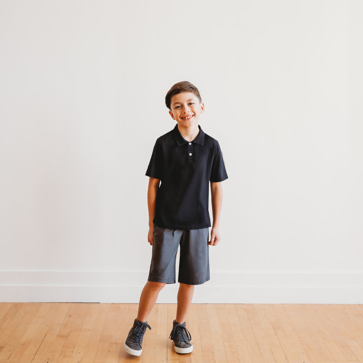 Boys Soft Cotton Athletic Short - UPF 50 + | Black