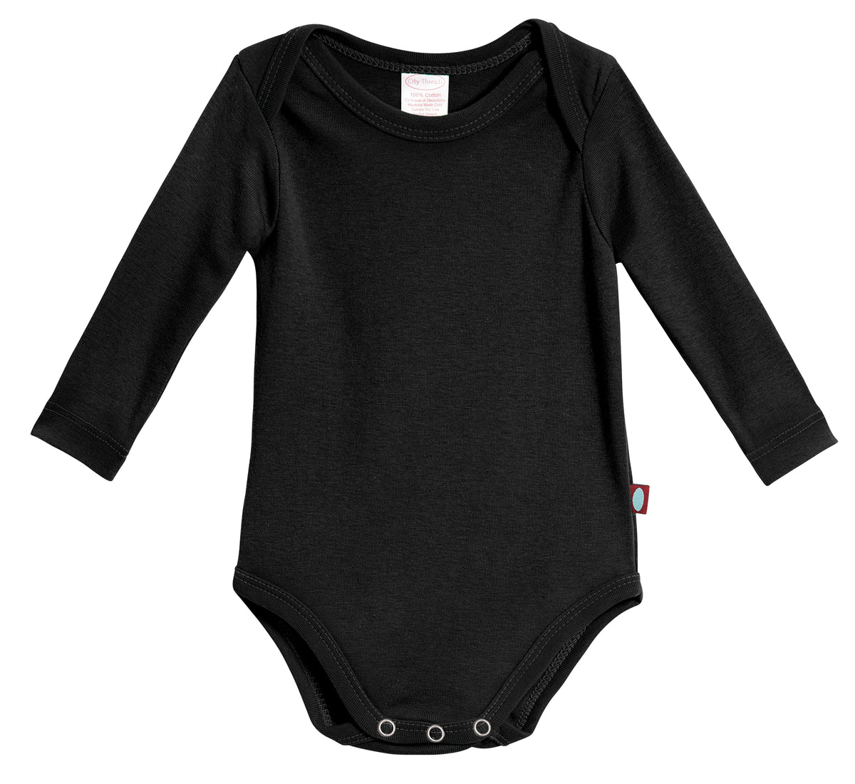 Super-Soft Organic Cotton Baby Rib Long Sleeve Snap Onesie| Black