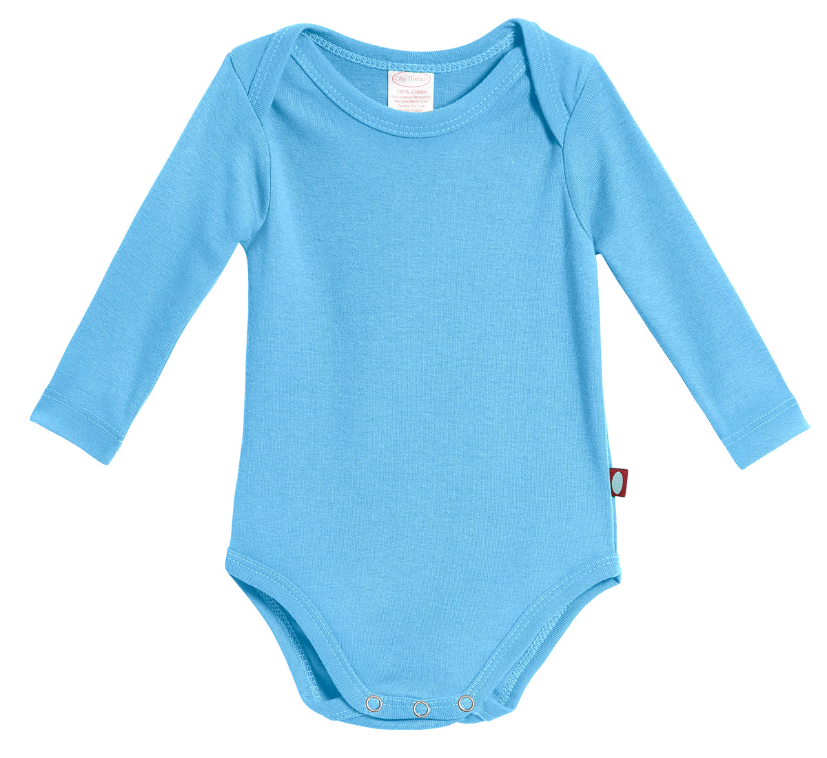 Super-Soft Organic Cotton Baby Rib Long Sleeve Snap Onesie| Bright Light Blue