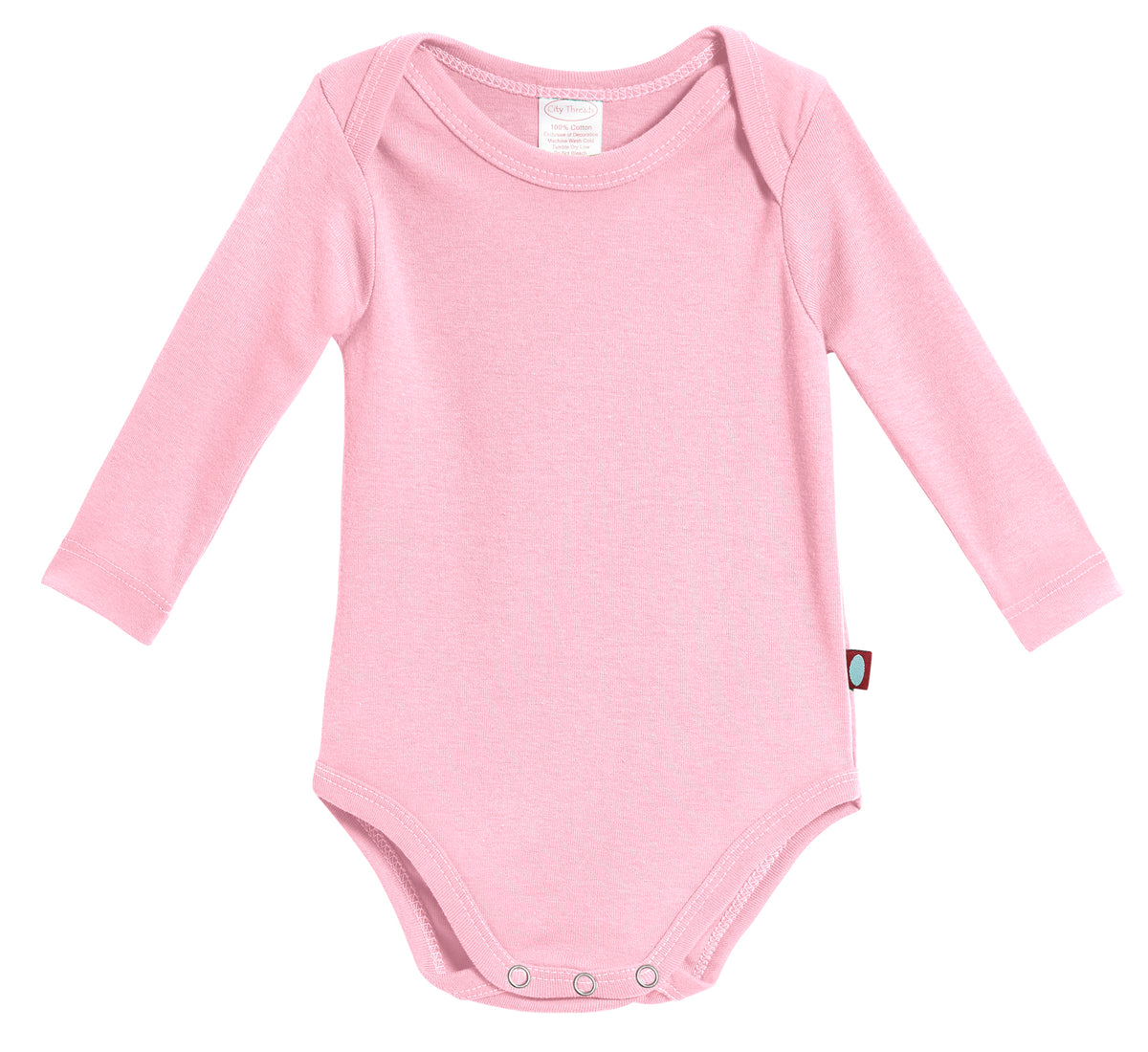 Super-Soft Organic Cotton Baby Rib Long Sleeve Snap Onesie| Bright Light Pink