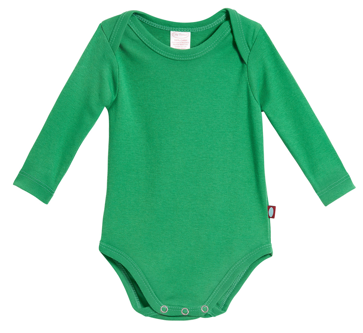 Super-Soft Organic Cotton Baby Rib Long Sleeve Snap Onesie| Elf Green