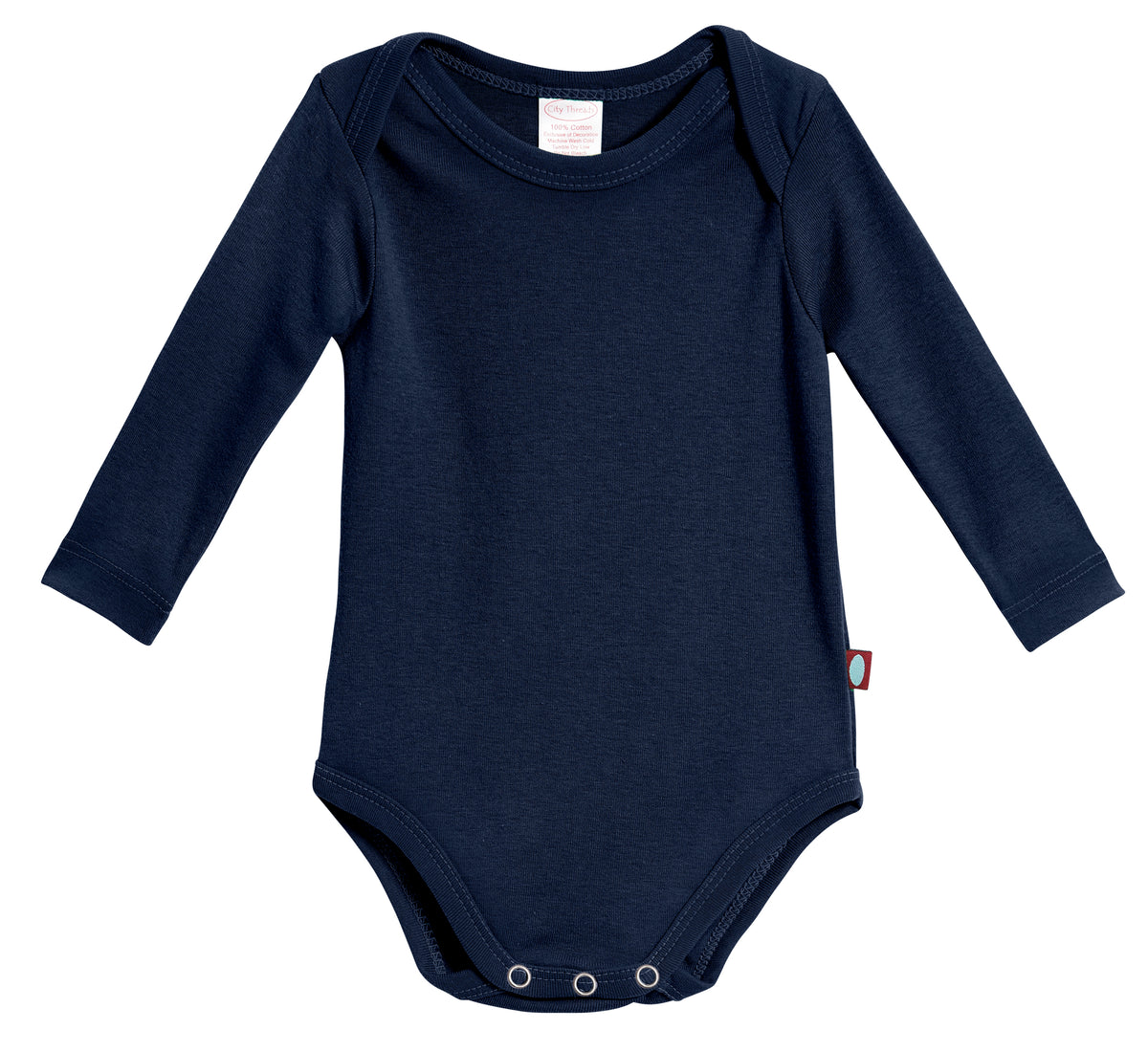 Super-Soft Organic Cotton Baby Rib Long Sleeve Snap Onesie| Navy