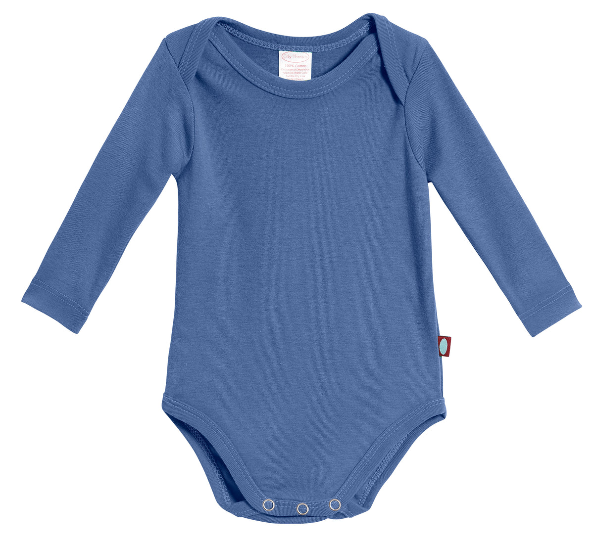 Super-Soft Organic Cotton Baby Rib Long Sleeve Snap Onesie| Smurf