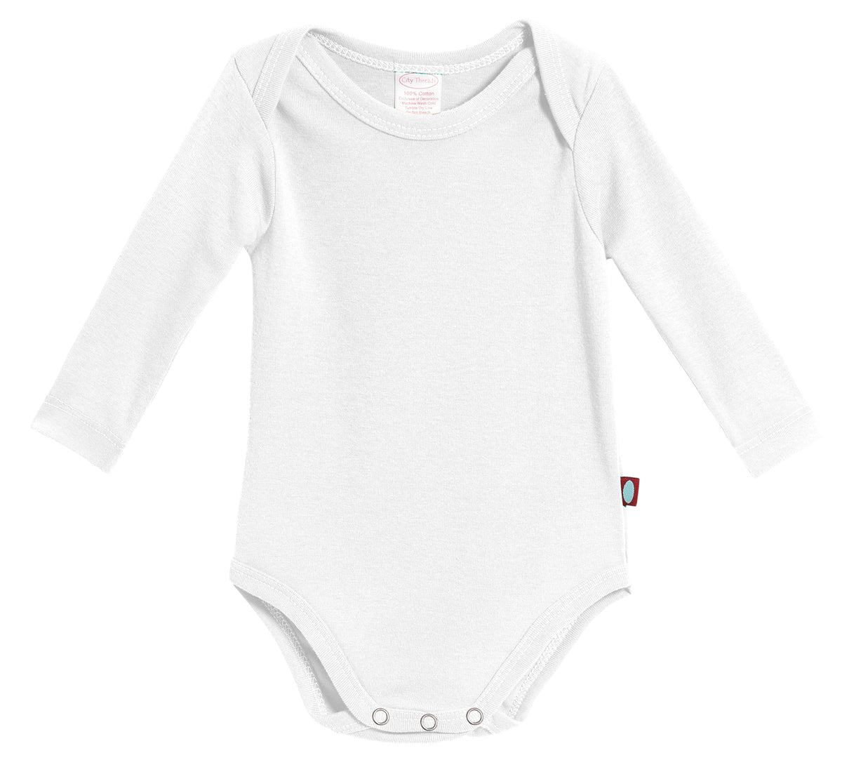 Super-Soft Organic Cotton Baby Rib Long Sleeve Snap Onesie| White