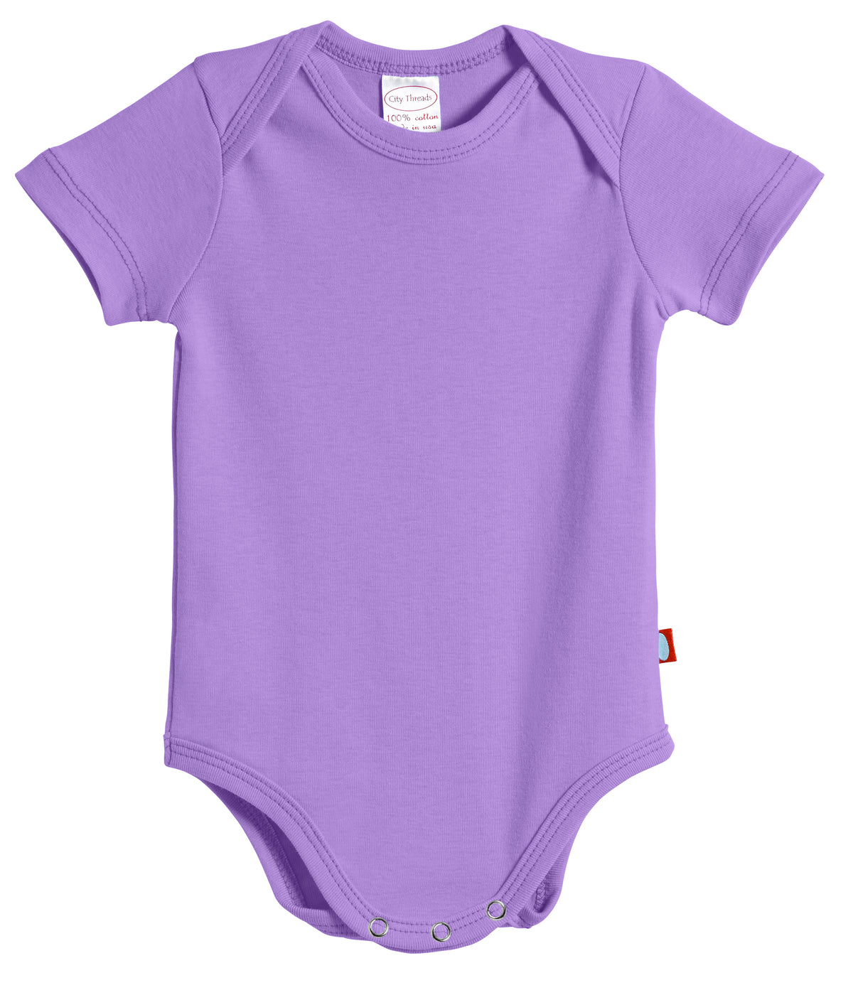 Super-Soft Organic Cotton Baby Rib Short Sleeve Snap Onesie| Deep Purple