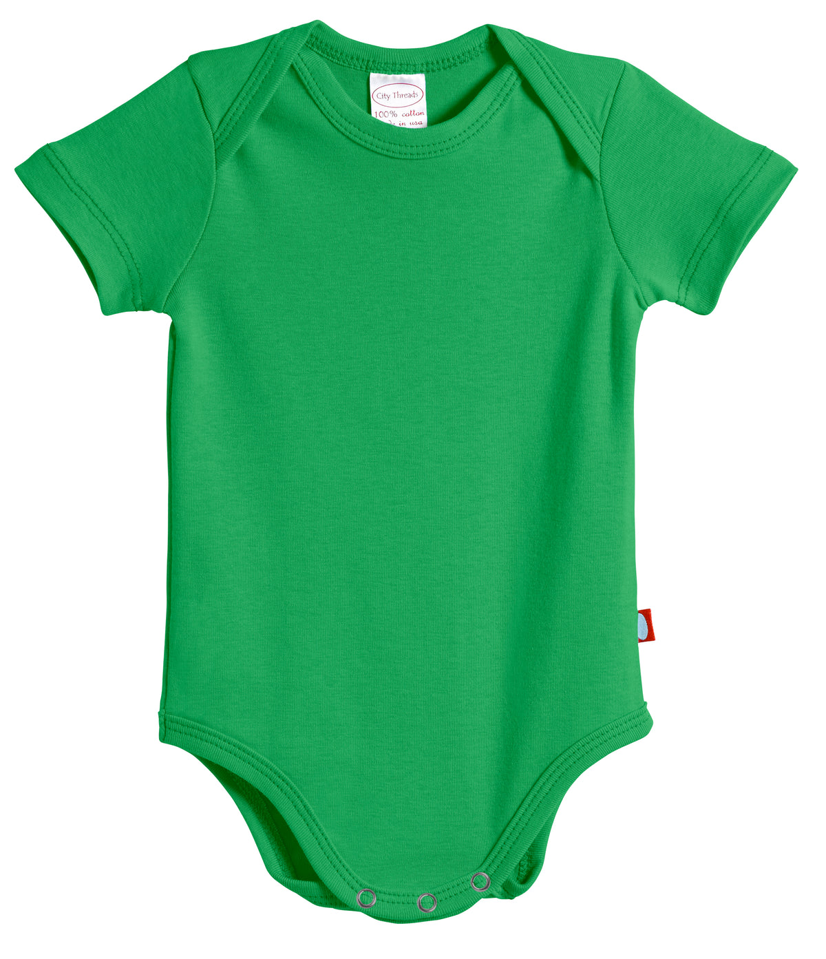 Super-Soft Organic Cotton Baby Rib Short Sleeve Snap Onesie| Elf Green